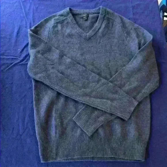 Jcrew Lambswool v-neck sweater in heathered blue - Picture 2 of 7